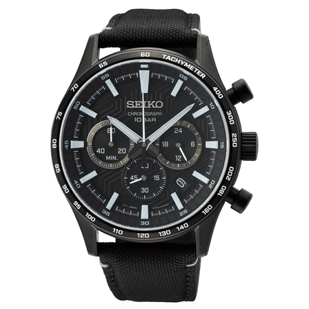 Reloj Seiko Neo Sports Crono SSB417P1 con esfera negra, cronógrafo y correa negra de nailon