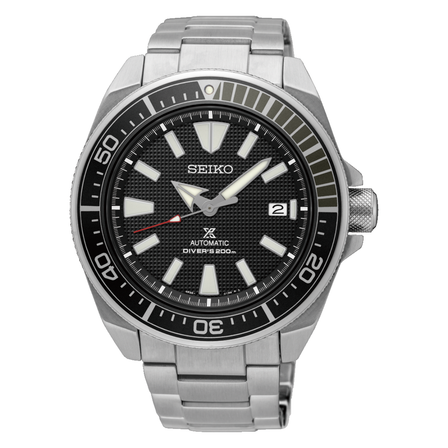 Reloj Seiko Prospex Diver's Samurai SRPF03K1 automático con esfera negra y brazalete de acero