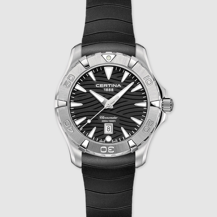 Reloj Certina DS Action Lady C032.251.17.051.00 con esfera negra y correa de caucho negra