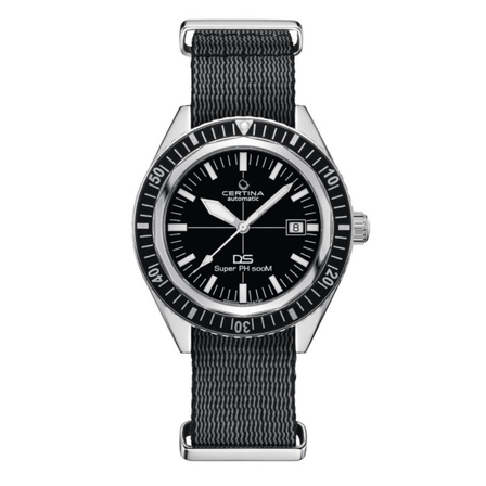 Reloj Certina DS Super PH500M C037.407.18.050.00 automático con esfera negra y correa NATO