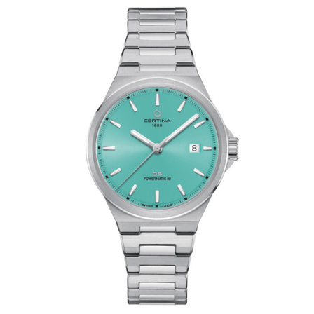 Reloj Certina DS-7 Powermatic 80 C043.407.11.351.00 automático con esfera turquesa y brazalete de acero inoxidable