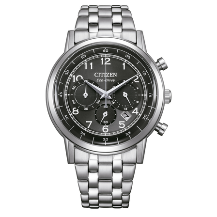 Reloj Citizen Chrono CA4630-53E Eco-Drive con esfera negra, cronógrafo y brazalete de acero inoxidable