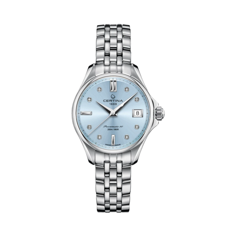 Reloj Certina DS Action Lady Powermatic 80 C032.207.11.046.00 automático con esfera azul claro y brazalete de acero inoxidable