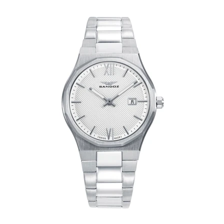 Reloj Sandoz Style 83004-03 para mujer con esfera blanca y brazalete de acero inoxidable