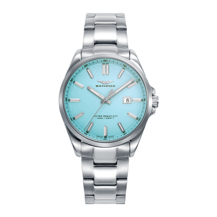Reloj Sandoz Casual 83000-37 para mujer con esfera azul turquesa y brazalete de acero inoxidable