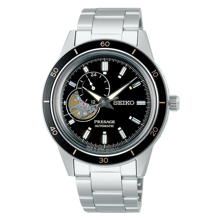 Reloj Seiko Presage Style60's SSA425J1 automático con esfera negra y brazalete de acero inoxidable