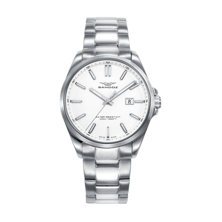 Reloj Sandoz Casual 83000-97 para mujer con esfera blanca y brazalete de acero inoxidable