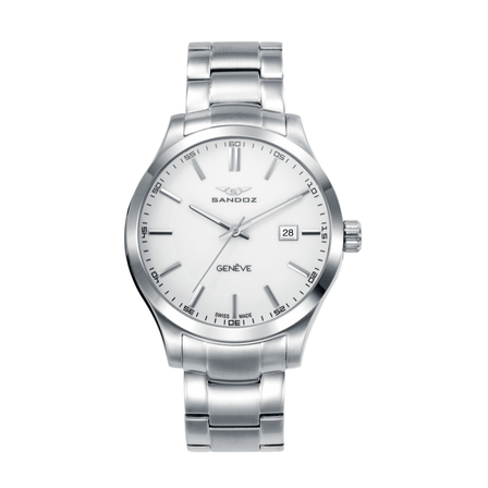 Reloj Sandoz Casual 81379-07 con esfera blanca y brazalete de acero inoxidable