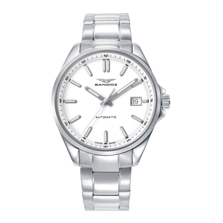 Reloj Sandoz Casual 83009-07 automático con esfera blanca y brazalete de acero inoxidable