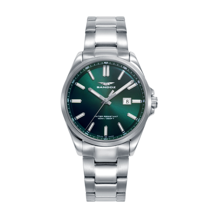 Reloj Sandoz Casual 83000-67 para mujer con esfera verde y brazalete de acero inoxidable