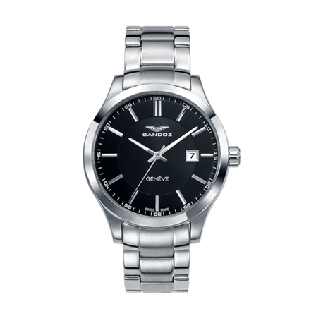 Reloj Sandoz Casual 81379-57 con esfera negra y brazalete de acero inoxidable