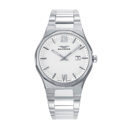 Reloj Sandoz Style 83013-03 con esfera blanca y brazalete de acero inoxidable