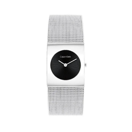 Reloj Calvin Klein Pulse 25100061 para mujer con esfera negra y brazalete de malla de acero inoxidable