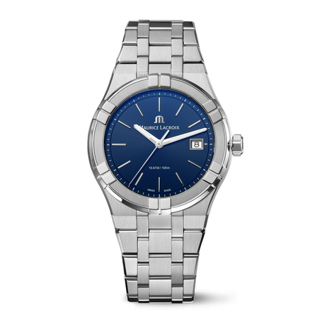 Reloj Maurice Lacroix Aikon Cuarzo 40mm AI1108-SS002-430-1 con esfera azul y brazalete de acero inoxidable