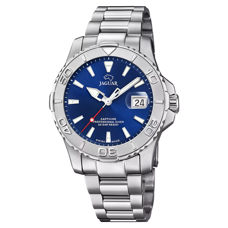 Reloj Jaguar Couple Diver J969/2 con esfera azul y brazalete de acero inoxidable