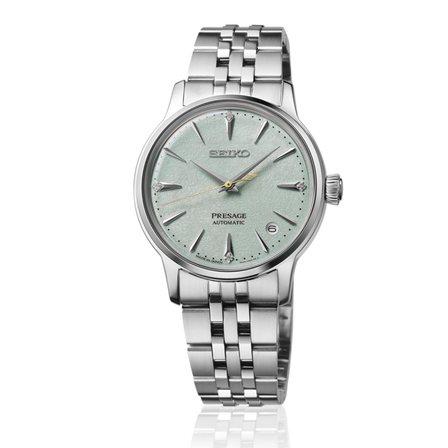 Reloj Seiko Presage SRPL63J1 automático con esfera verde claro y brazalete de acero inoxidable