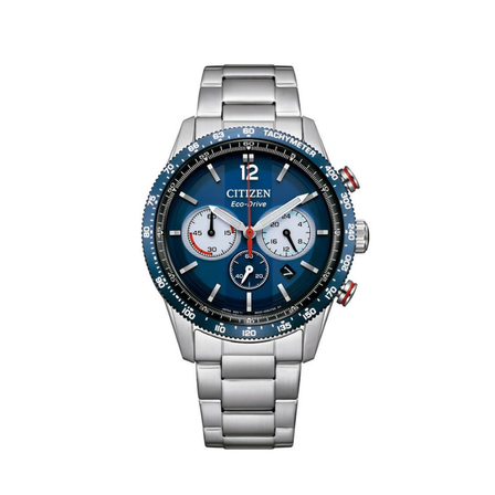 Reloj Citizen Chrono Racing CA4716-50L Eco-Drive con esfera azul, cronógrafo y brazalete de acero inoxidable