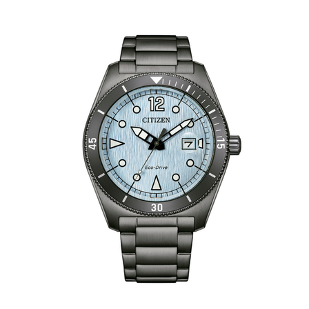 Reloj Citizen Marine 188 AW1887-56L Eco-Drive con esfera azul claro y brazalete de acero oscuro