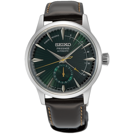 Reloj Seiko Presage Cocktail Time SSA459J1 automático con esfera verde y correa de piel marrón