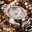 Detalle del reloj Certina DS Action Lady C032.951.22.031.00 con esfera plateada y acabado bicolor