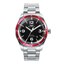 Reloj Sandoz Sport 81501-54 para hombre con esfera negra, bisel rojo y brazalete de acero