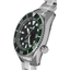 Detalle lateral del Seiko Prospex Sumo SPB103J1 con esfera verde, bisel de buceo y caja de acero