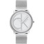 Reloj Calvin Klein Iconic 25200027 unisex con esfera plateada y brazalete de malla de acero