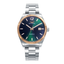 Reloj Sandoz Casual 81525-65 con esfera verde, bisel dorado y brazalete de acero