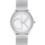 Reloj Calvin Klein Iconic 25200032 unisex con esfera blanca plateada y brazalete de malla de acero