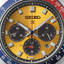 Detalle de la esfera amarilla del Seiko Prospex Speedtimer SSC947P1 con subesferas de cronógrafo y bisel bicolor