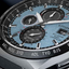 Detalle de la esfera azul del Citizen H800 Super Titanium AT8238-84M con cronógrafo y función Worldtimer