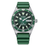 Reloj Citizen NY0121-09X automático de buceo con esfera verde, caja de acero y correa de caucho verde