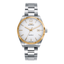 Reloj Sandoz Casual 81525-59 con esfera blanca, bisel dorado y brazalete de acero inoxidable