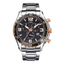 Reloj Sandoz 81325-95 con esfera negra, detalles en tono cobre y brazalete de acero