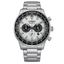 Reloj Citizen Chrono Aviation CA4500-91A Eco-Drive con esfera blanca, cronógrafo y brazalete de acero inoxidable