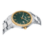 Detalle lateral del Sandoz Style 83004-63 con esfera verde, caja bicolor y brazalete de acero