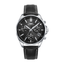 Reloj Sandoz Timeless Casuel 83007-57 con esfera negra, cronógrafo y correa de piel negra