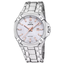 Reloj Jaguar Diplomatic J1009/1 con esfera blanca, detalles en tono naranja y brazalete de acero inoxidable