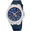 Reloj Jaguar Swiss Made Diplomatic J1040/2 con esfera azul, detalles en tono oro rosa y correa de piel azul