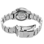 Vista trasera del Seiko 5 Sports SKX Series SRPL77K1 con fondo transparente y brazalete de acero inoxidable