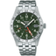 Reloj Seiko 5 Sports Field GMT HDB001K1 automático con esfera verde caqui, aguja GMT naranja y brazalete de acero inoxidable