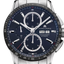 Detalle de Maurice Lacroix Pontos S Chronograph- PT6038-SSL22-430-1 con esfera azul arenada, contadores con anillos de rodio y aguja de punta roja