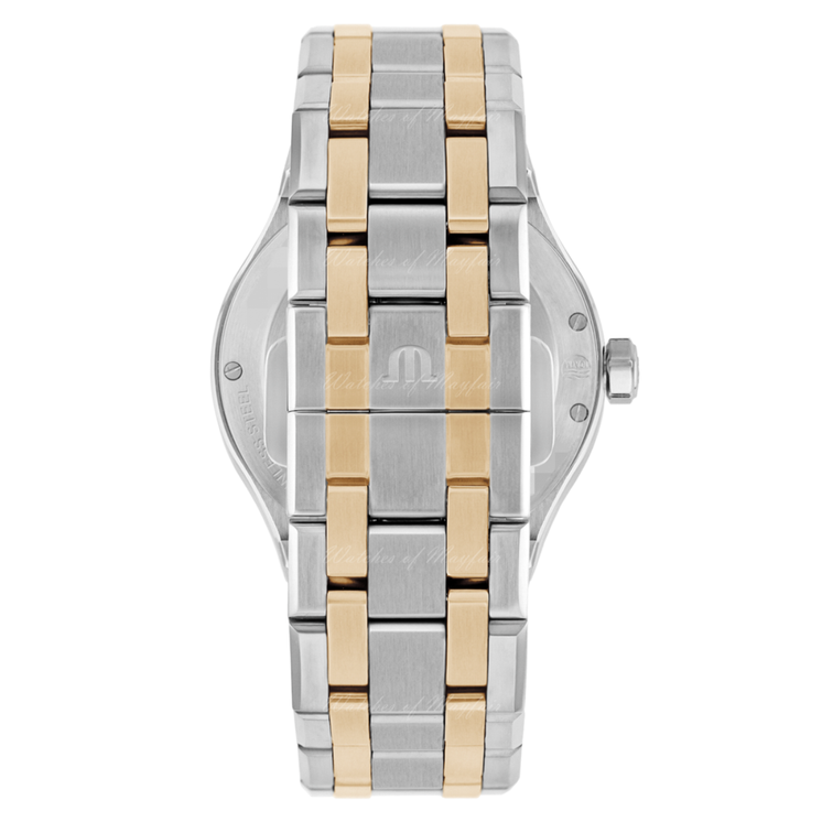 Vista trasera del Maurice Lacroix Aikon Cuarzo 35mm con brazalete de acero bicolor