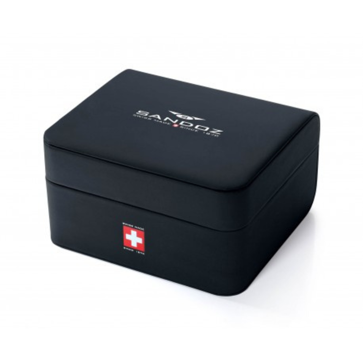 Estuche original del reloj Sandoz 81297-00 en color negro