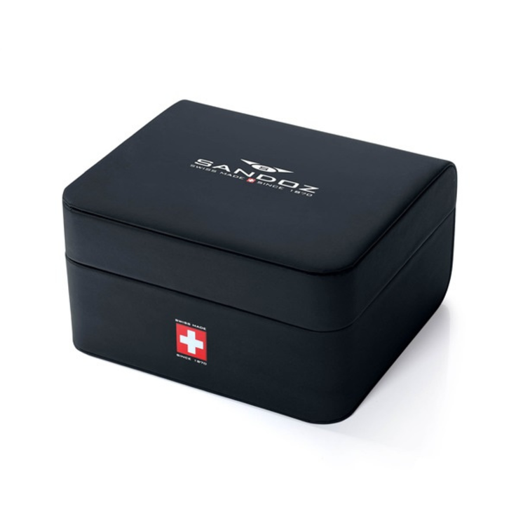 Estuche original del reloj Sandoz Caractere 81266-00 en color negro