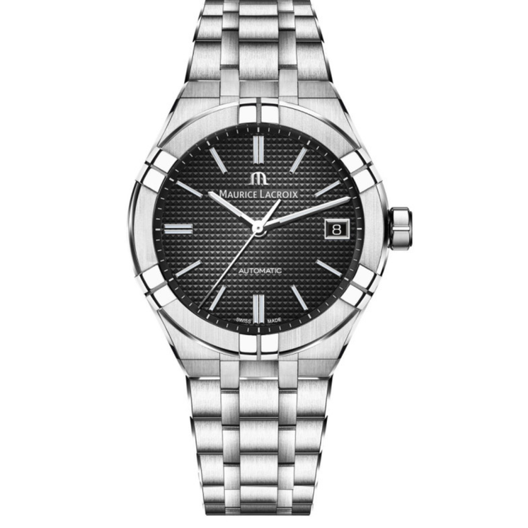 Reloj Maurice Lacroix Aikon Automático 39mm AI6007-SS002-330-1 con esfera negra y brazalete de acero