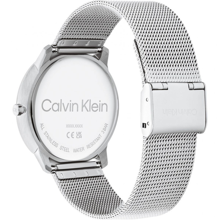 Vista trasera del Calvin Klein Iconic 25200027 con caja de acero y correa de malla milanesa