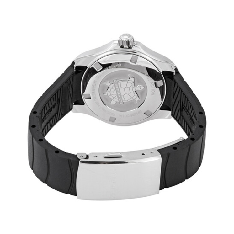 Vista trasera del Certina DS Action Lady C032.251.17.051.00 con caja de acero y correa negra