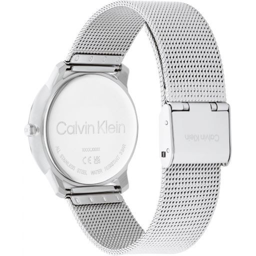 Vista trasera del Calvin Klein Iconic 25200032 con caja de acero y correa de malla milanesa