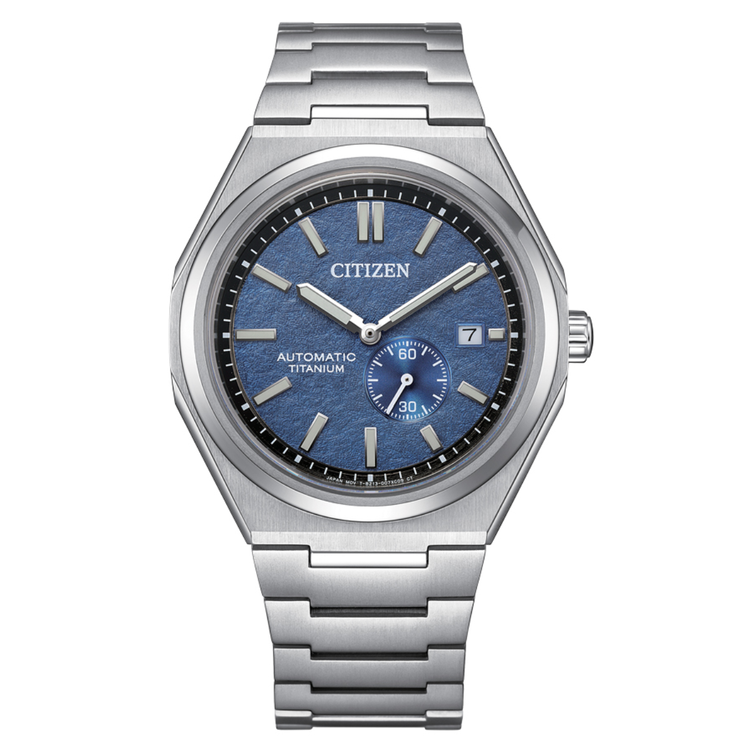 Reloj Citizen Automático Super Titanium NJ0180-80L con esfera azul y brazalete de Super Titanium